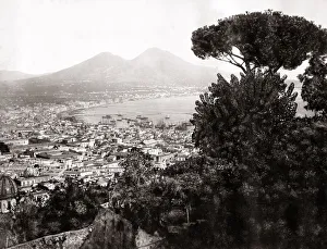 Naples and the volcano Mount Vesuvius, Italy c. 1880 s