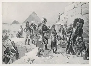 Contemplates Prints: Napoleon contemplates an Egyptian mummy