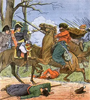 Bonaparte Prints: Napoleon and Cossacks at Battle of Brienne