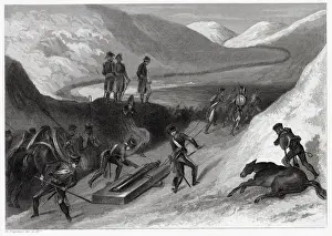Dragged Prints: Napoleon crosses the St Bernard pass into Italy : his cannon are carried on sledges