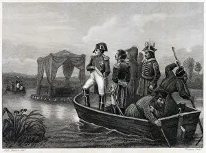 Meet Prints: Napoleon is ferried halfway across the Niemen river, near Tilsit
