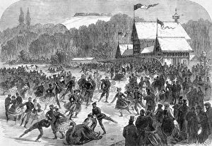 Skaters Collection: Napoleon III skating on a pond in winter 1867