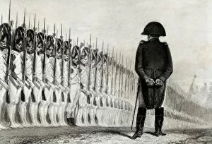 Napoleon Collection: Napoleon reviewing his troops. Litography. SPAIN