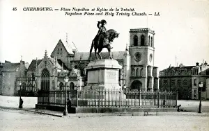 Levy Prints: Napoleon Square and Holy Trinity Church, Cherbourg, France