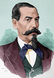 Sanchez Gallery: Narciso Campero (1815-1896). Engraving. Colored