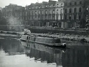 Narrow Prints: A narrow boat on the Regents Canal, London, Enland. Date: 1950s