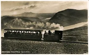 Llanberis Prints: Narrow Gauge Mountain Railway Train, Snowdon, Llanberis, Wal
