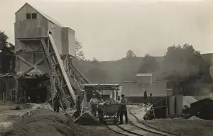 Gauge Prints: Narrow gauge railway with men and skip wagon