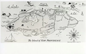Compass Collection: Nassau, Bahamas - Map of the Island of New Providence