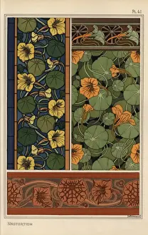 Nasturtium in art nouveau patterns