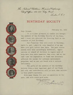 Fund Gallery: National Childrens Home Birthday Society Letter
