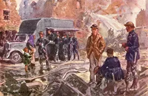 Canteen Prints: National Fire Service Mobile Canteen after WWII air raid