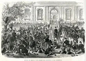 Images Dated 10th September 2018: National Guard camping in the Luxembourg Gardens
