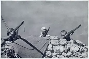 Irregular Prints: Some Nationalist irregular troops firing at a Republican position near Huesca