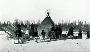 Wigwam Gallery: Native American camp in winter