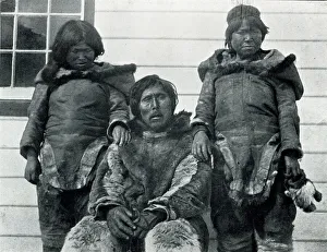 Native American Chief and two wives