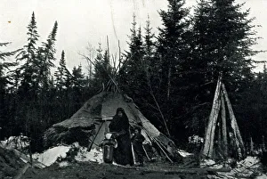 Wigwam Gallery: Native American Indian mother with children