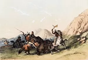 Images Dated 8th September 2011: Native American Indians Attacking the Grizzly Bear