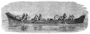 Images Dated 8th July 2004: Native American Indians in a large canoe, c.1862
