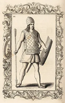 16th Century Prints: Native American soldier from Peru, 16th century