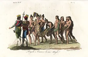 Native American (Timucuan) chief and his wives, Florida