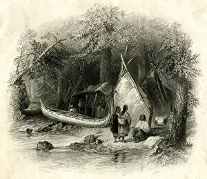 Native American wigwam in the forest, Canada