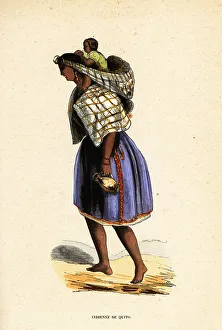 Ecuador Prints: Native American woman and baby of Quito, Ecuador