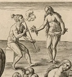 Drugs Prints: Native Americans Smoking