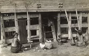 Native family home with poultry, Sumatra, Indonesia