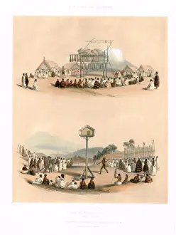 Anthropological Prints: Native Feast / Throwing the Spear - Maori, New Zealand