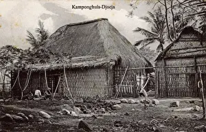Jakarta Prints: Native house, Djoeja (Yogyakarta), Central Java, Indonesia