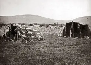 Native huts, Patagonia, circa 1890s. Date: circa 1890s
