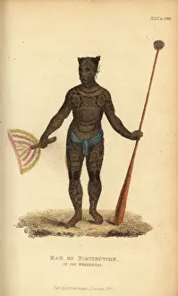 Shoberl Prints: Native man of distinction from Nuku Hiva, Marquesas Islands