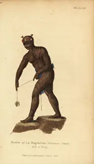 Shoberl Prints: Native man of La Magdalena (Fatu Hiva, Marquesas Islands)