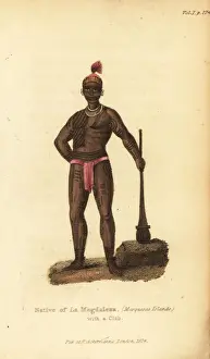 Shoberl Prints: Native man of La Magdalena (Fatu Hiva, Marquesas