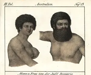 Native man and woman of the island of Beaupre