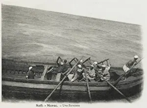 Oarsmen Prints: Native Rowing barge and Oarsmen - Morocco