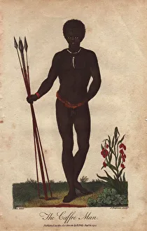 Ebenezer Prints: Native of South Africa holding three spears