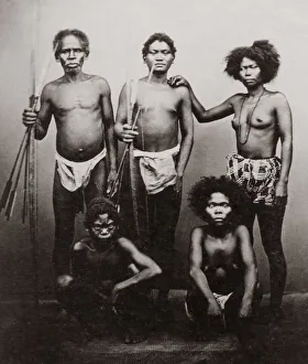 Cultural Prints: Native tribal group with weapons, probably Philippines