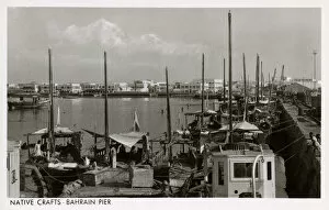 Crane Collection: Native vessels, Manama Pier, Bahrain, Persian Gulf