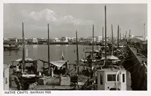 Crane Prints: Native vessels, Manama Pier, Bahrain, Persian Gulf