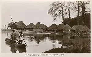 Sierra Prints: Native village and Tokeh Ferry, Sierra Leone, West Africa