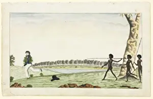 Watling Prints: Three natives attacking a sailor