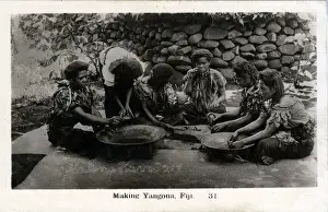 Fiji Prints: Natives Making Yaqona (Pronounced Yangona)