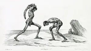 Affair Prints: Two natives of New South Wales fight a duel : judging by the submission of one to the other