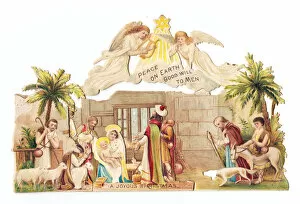 Nativity scene on a three-dimensional Christmas card