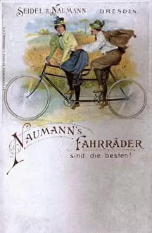 New Images from the Grenville Collins Collection Gallery: Naumanns Tandem Bicycle - Advertising postcard