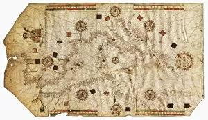 Trades Collection: Nautical chart entitled King Hamy. 1502. Parchment