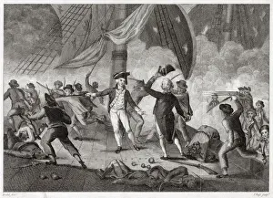 Frigate Prints: NAVAL ACTION The French frigate Cleopatre is boarded and taken by