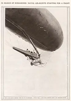Observation Prints: Naval air-scout in a dirigible, First World War